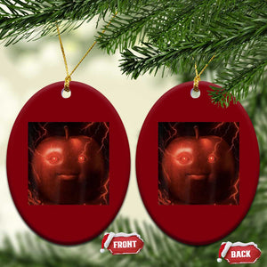 Evil Freaky Apple Meme Ceramic Ornament Creepy Dark AI Fruit Face With Glowing Eyes TS02 Print Your Wear