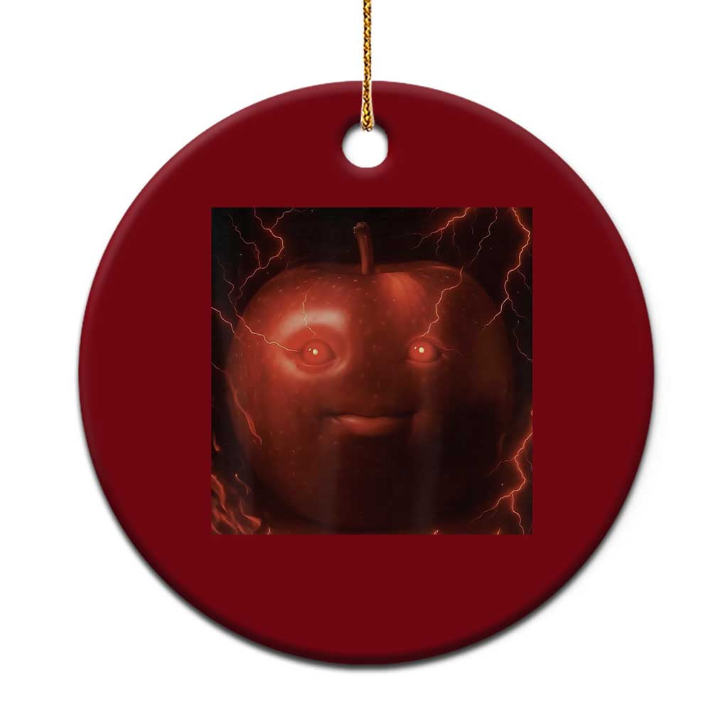Evil Freaky Apple Meme Ceramic Ornament Creepy Dark AI Fruit Face With Glowing Eyes TS02 1pc Red Print Your Wear