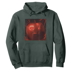 Evil Freaky Apple Meme Hoodie Creepy Dark AI Fruit Face With Glowing Eyes TS02 Dark Forest Green Print Your Wear