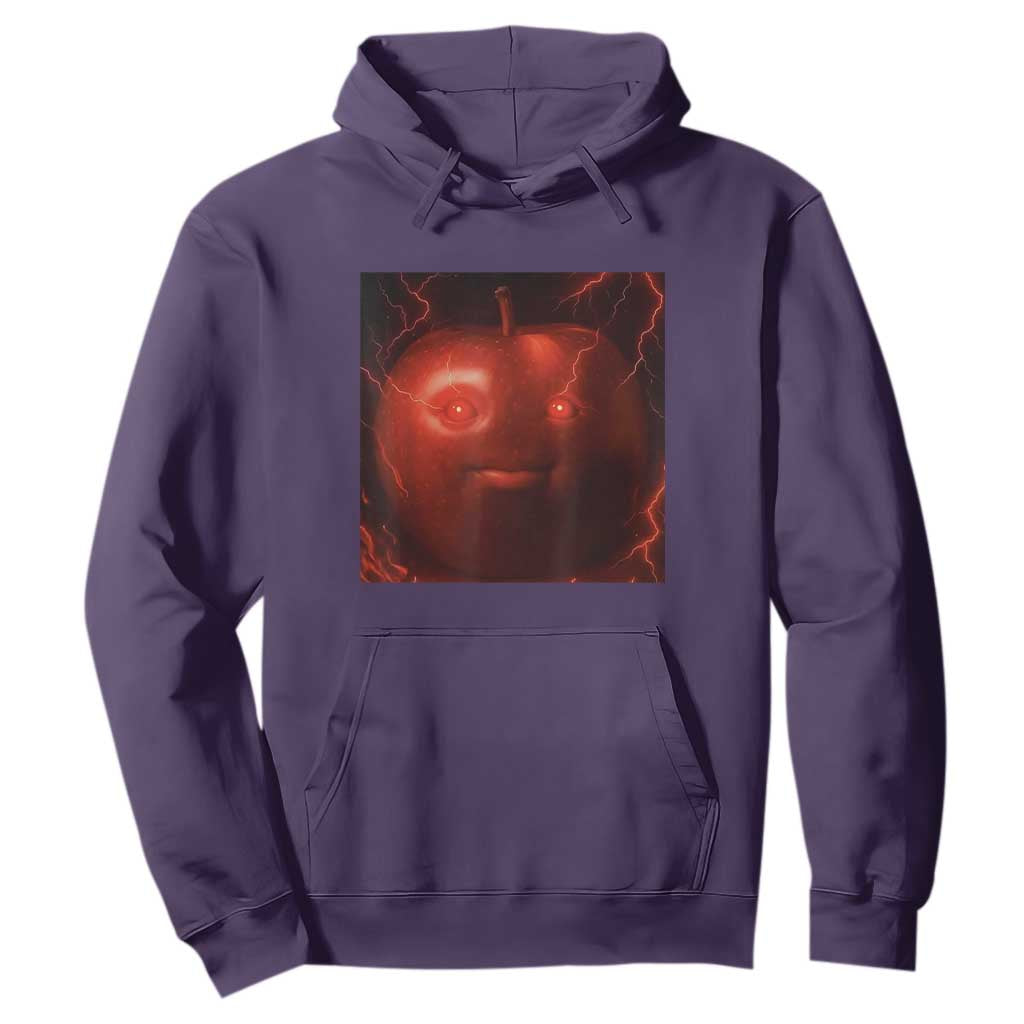 Evil Freaky Apple Meme Hoodie Creepy Dark AI Fruit Face With Glowing Eyes TS02 Purple Print Your Wear