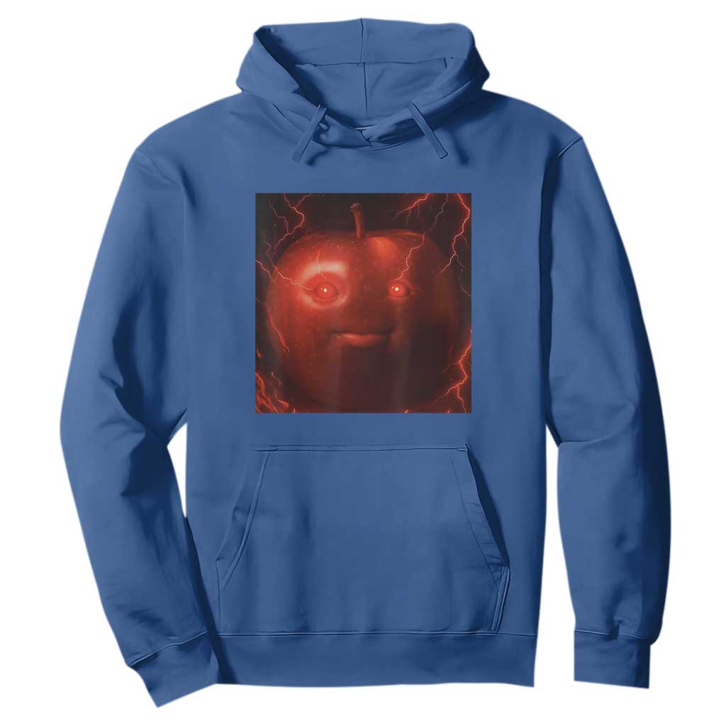 Evil Freaky Apple Meme Hoodie Creepy Dark AI Fruit Face With Glowing Eyes TS02 Royal Blue Print Your Wear
