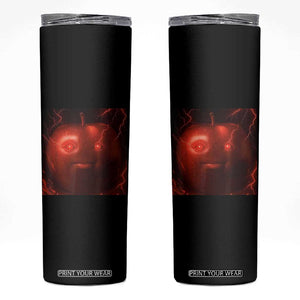 Evil Freaky Apple Meme Skinny Tumbler Creepy Dark AI Fruit Face With Glowing Eyes TS02 Black Print Your Wear