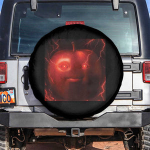 Evil Freaky Apple Meme Spare Tire Cover Creepy Dark AI Fruit Face With Glowing Eyes TS02 No hole Black Print Your Wear