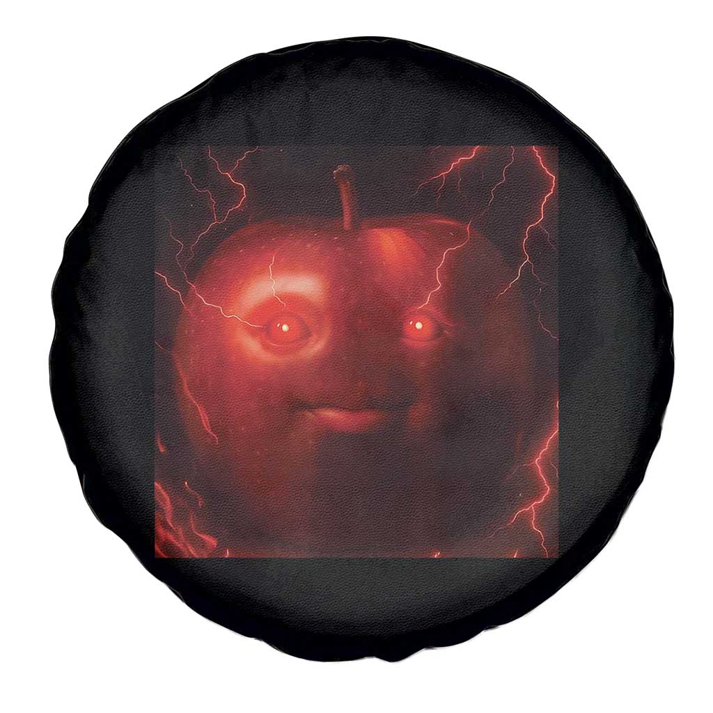 Evil Freaky Apple Meme Spare Tire Cover Creepy Dark AI Fruit Face With Glowing Eyes TS02 Print Your Wear