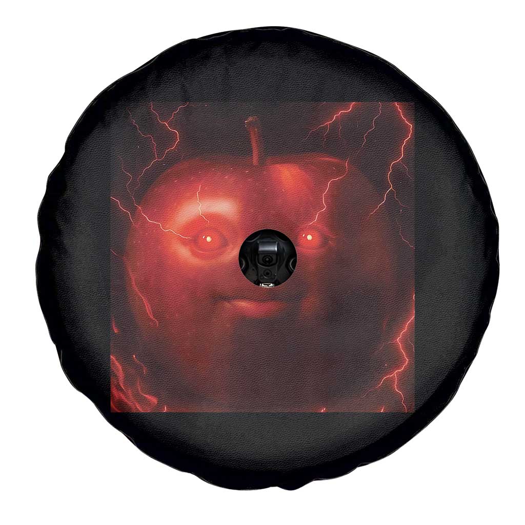 Evil Freaky Apple Meme Spare Tire Cover Creepy Dark AI Fruit Face With Glowing Eyes TS02 Print Your Wear
