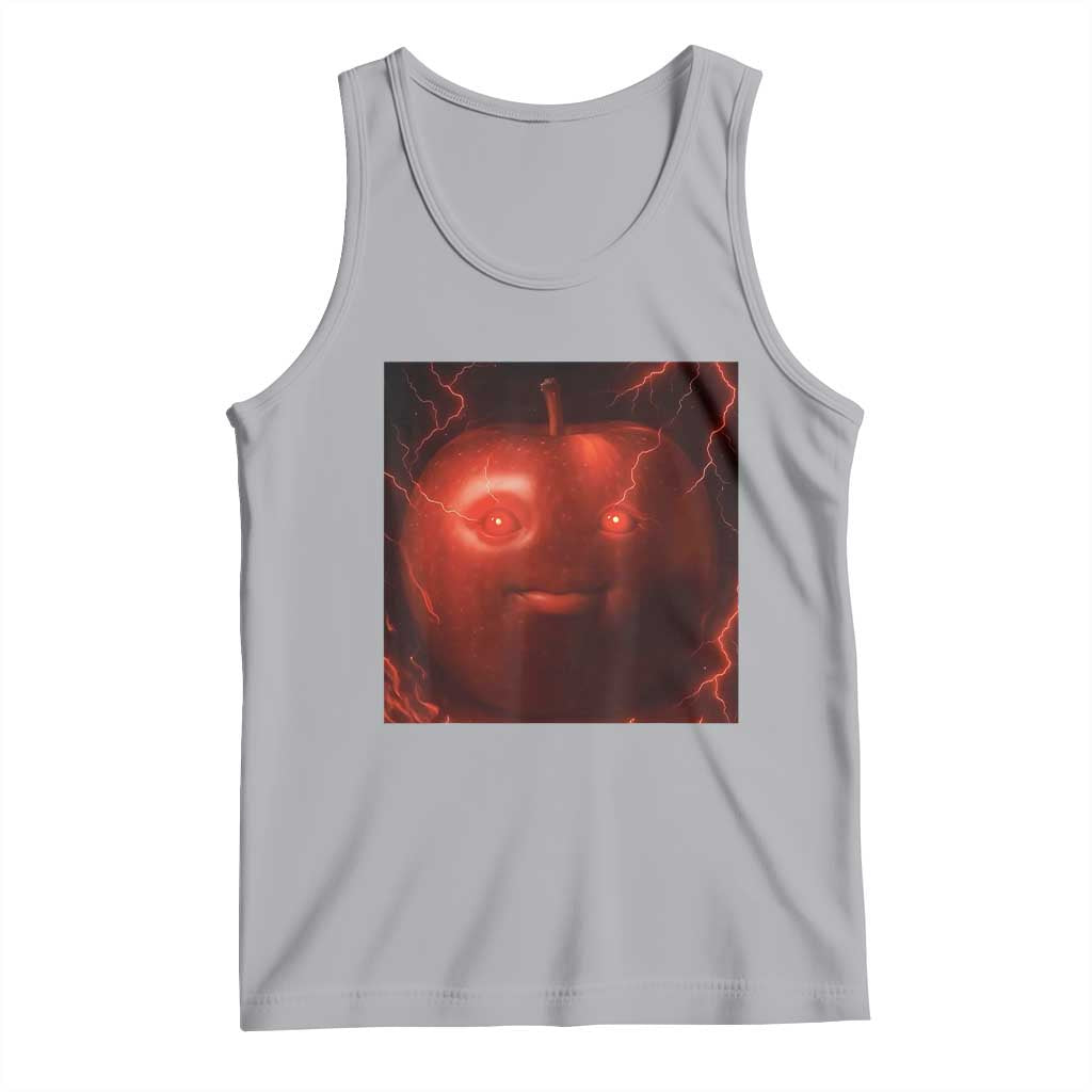 Evil Freaky Apple Meme Tank Top Creepy Dark AI Fruit Face With Glowing Eyes TS02 Athletic Heather Print Your Wear