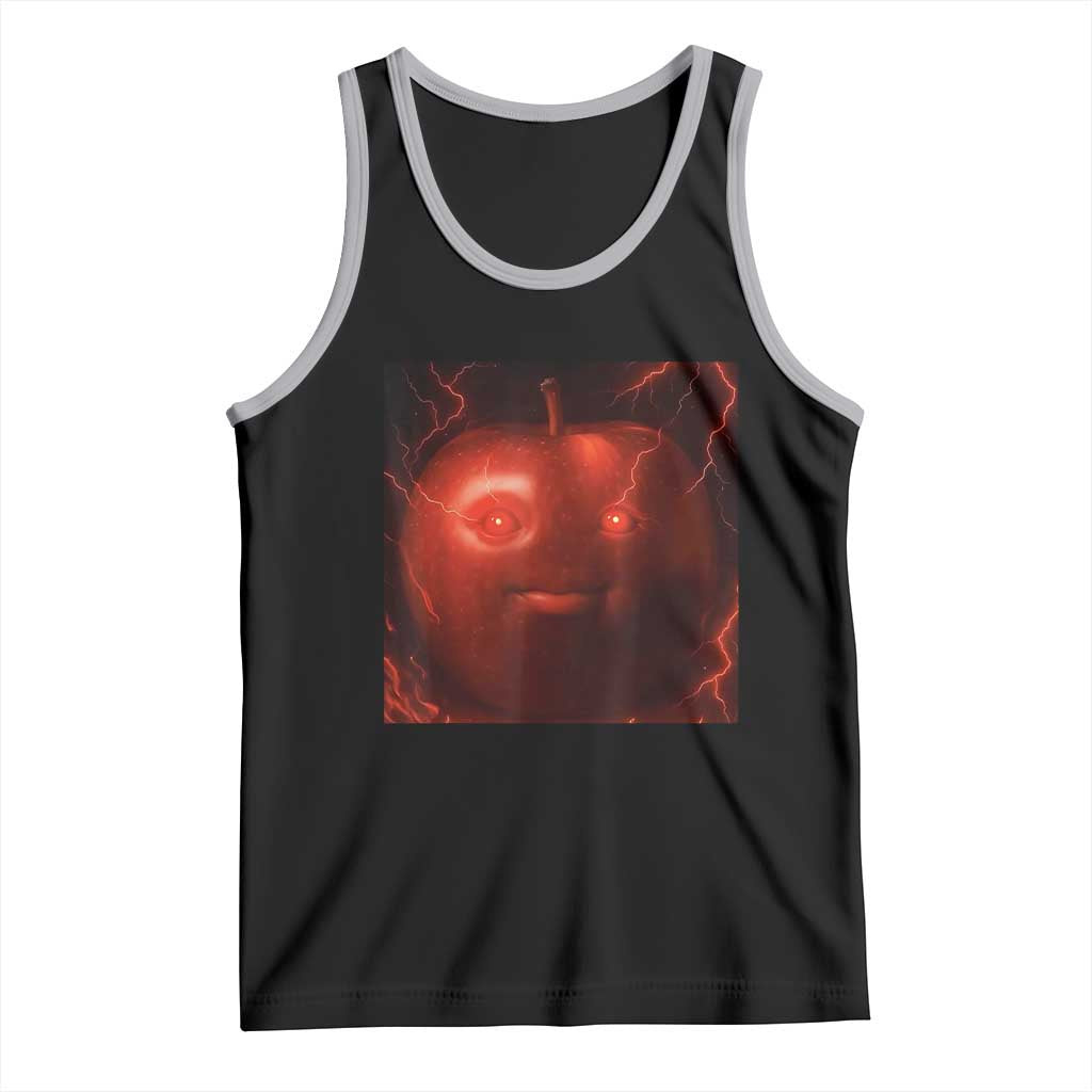 Evil Freaky Apple Meme Tank Top Creepy Dark AI Fruit Face With Glowing Eyes TS02 Black Athletic Heather Print Your Wear