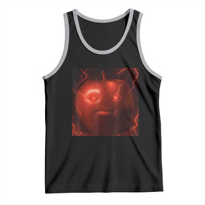 Evil Freaky Apple Meme Tank Top Creepy Dark AI Fruit Face With Glowing Eyes TS02 Black Athletic Heather Print Your Wear