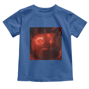 Evil Freaky Apple Meme Toddler T Shirt Creepy Dark AI Fruit Face With Glowing Eyes TS02 Royal Blue Print Your Wear