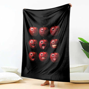 Funny Freaky Apple Faces Meme Graphic Throw Blanket Surreal Weird AI Fruit Emotions TS02 Print Your Wear