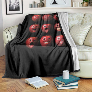 Funny Freaky Apple Faces Meme Graphic Throw Blanket Surreal Weird AI Fruit Emotions TS02 Print Your Wear
