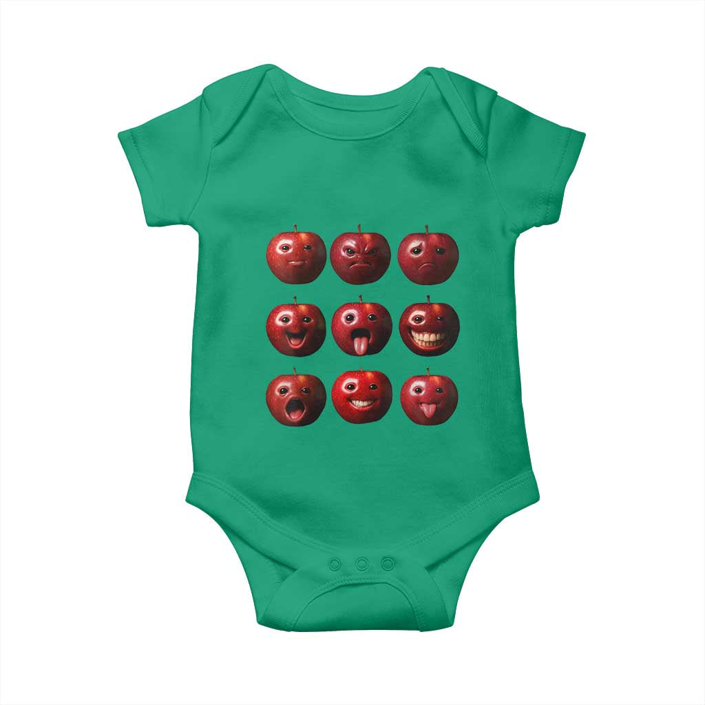 Funny Freaky Apple Faces Meme Graphic Baby Onesie Surreal Weird AI Fruit Emotions TS02 Irish Green Print Your Wear