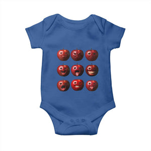 Funny Freaky Apple Faces Meme Graphic Baby Onesie Surreal Weird AI Fruit Emotions TS02 Royal Blue Print Your Wear