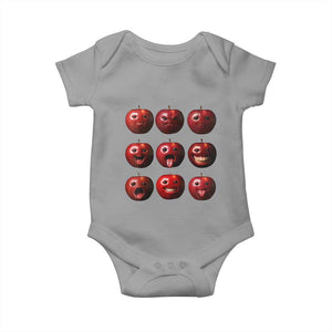 Funny Freaky Apple Faces Meme Graphic Baby Onesie Surreal Weird AI Fruit Emotions TS02 Sport Gray Print Your Wear