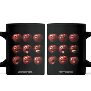 Funny Freaky Apple Faces Meme Graphic Coffee Mug Surreal Weird AI Fruit Emotions TS02 Black Print Your Wear