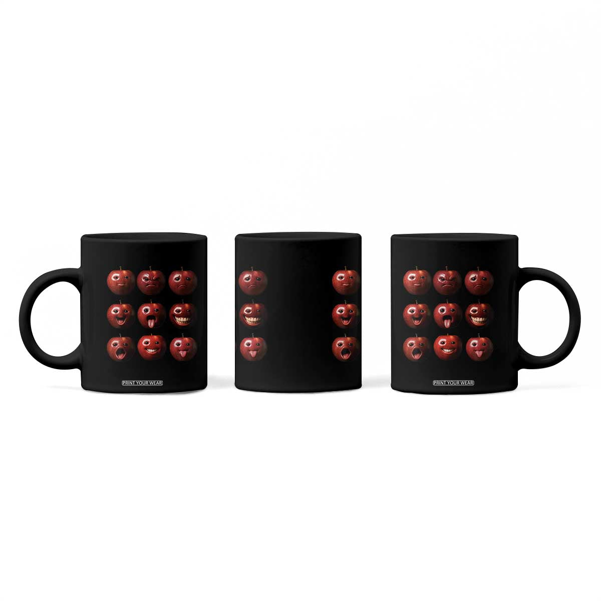 Funny Freaky Apple Faces Meme Graphic Coffee Mug Surreal Weird AI Fruit Emotions TS02 Print Your Wear
