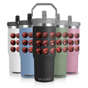 Funny Freaky Apple Faces Meme Graphic Flip Straw Tumbler Surreal Weird AI Fruit Emotions TS02 Print Your Wear