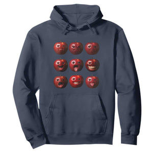 Funny Freaky Apple Faces Meme Graphic Hoodie Surreal Weird AI Fruit Emotions TS02 Navy Print Your Wear