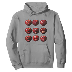 Funny Freaky Apple Faces Meme Graphic Hoodie Surreal Weird AI Fruit Emotions TS02 Sport Gray Print Your Wear