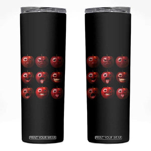 Funny Freaky Apple Faces Meme Graphic Skinny Tumbler Surreal Weird AI Fruit Emotions TS02 Black Print Your Wear