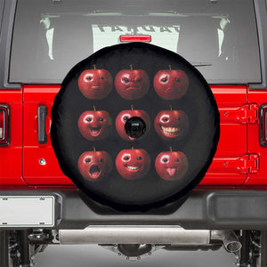 Funny Freaky Apple Faces Meme Graphic Spare Tire Cover Surreal Weird AI Fruit Emotions TS02 Black Print Your Wear