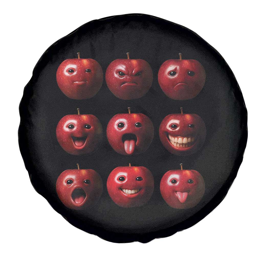 Funny Freaky Apple Faces Meme Graphic Spare Tire Cover Surreal Weird AI Fruit Emotions TS02 Print Your Wear