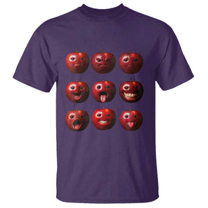 Funny Freaky Apple Faces Meme Graphic T Shirt Surreal Weird AI Fruit Emotions TS02 Purple Print Your Wear