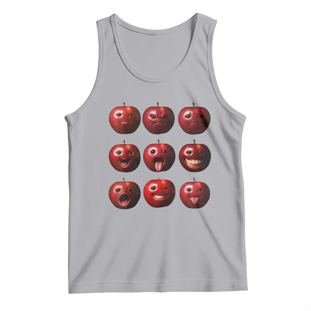Funny Freaky Apple Faces Meme Graphic Tank Top Surreal Weird AI Fruit Emotions TS02 Athletic Heather Print Your Wear
