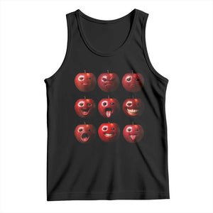 Funny Freaky Apple Faces Meme Graphic Tank Top Surreal Weird AI Fruit Emotions TS02 Black Print Your Wear