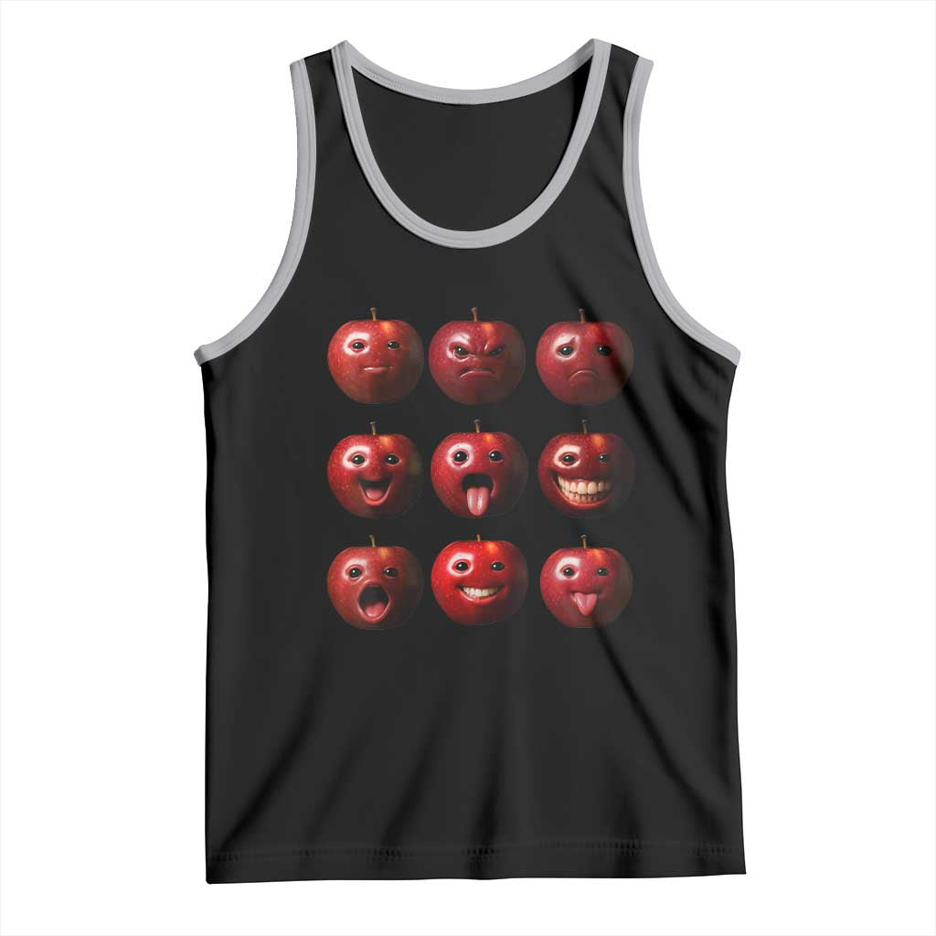 Funny Freaky Apple Faces Meme Graphic Tank Top Surreal Weird AI Fruit Emotions TS02 Black Athletic Heather Print Your Wear