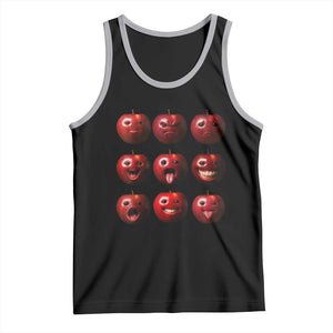 Funny Freaky Apple Faces Meme Graphic Tank Top Surreal Weird AI Fruit Emotions TS02 Black Athletic Heather Print Your Wear