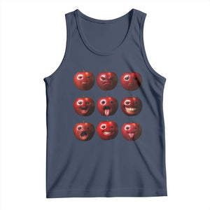 Funny Freaky Apple Faces Meme Graphic Tank Top Surreal Weird AI Fruit Emotions TS02 Navy Print Your Wear