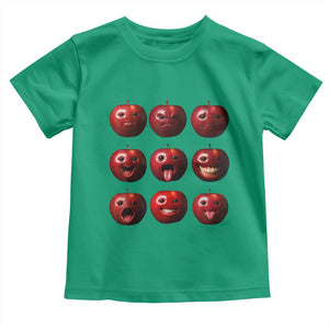 Funny Freaky Apple Faces Meme Graphic Toddler T Shirt Surreal Weird AI Fruit Emotions TS02 Irish Green Print Your Wear
