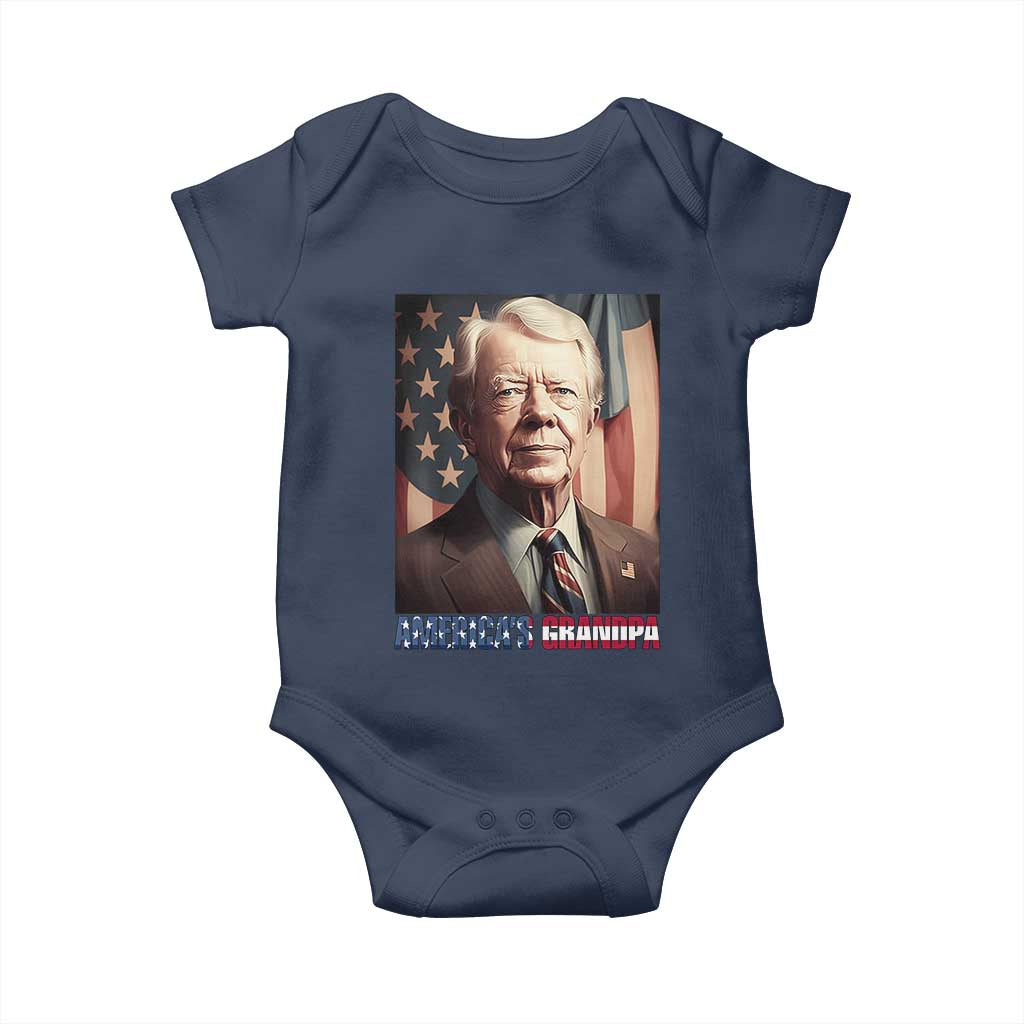 39th President Jimmy Carter Baby Onesie America's Grandpa Presidents' Day USA Flag Vintage TS02 Navy Print Your Wear