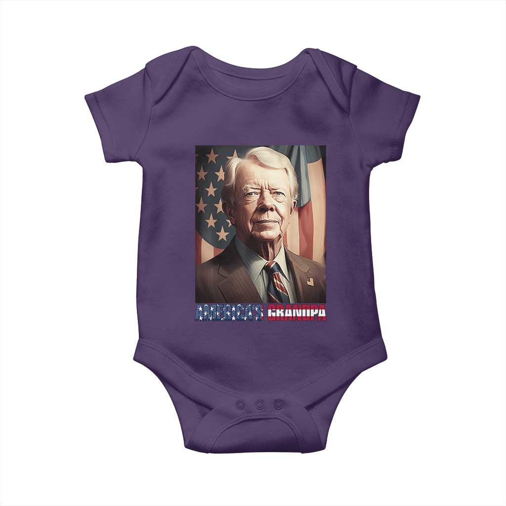 39th President Jimmy Carter Baby Onesie America's Grandpa Presidents' Day USA Flag Vintage TS02 Purple Print Your Wear
