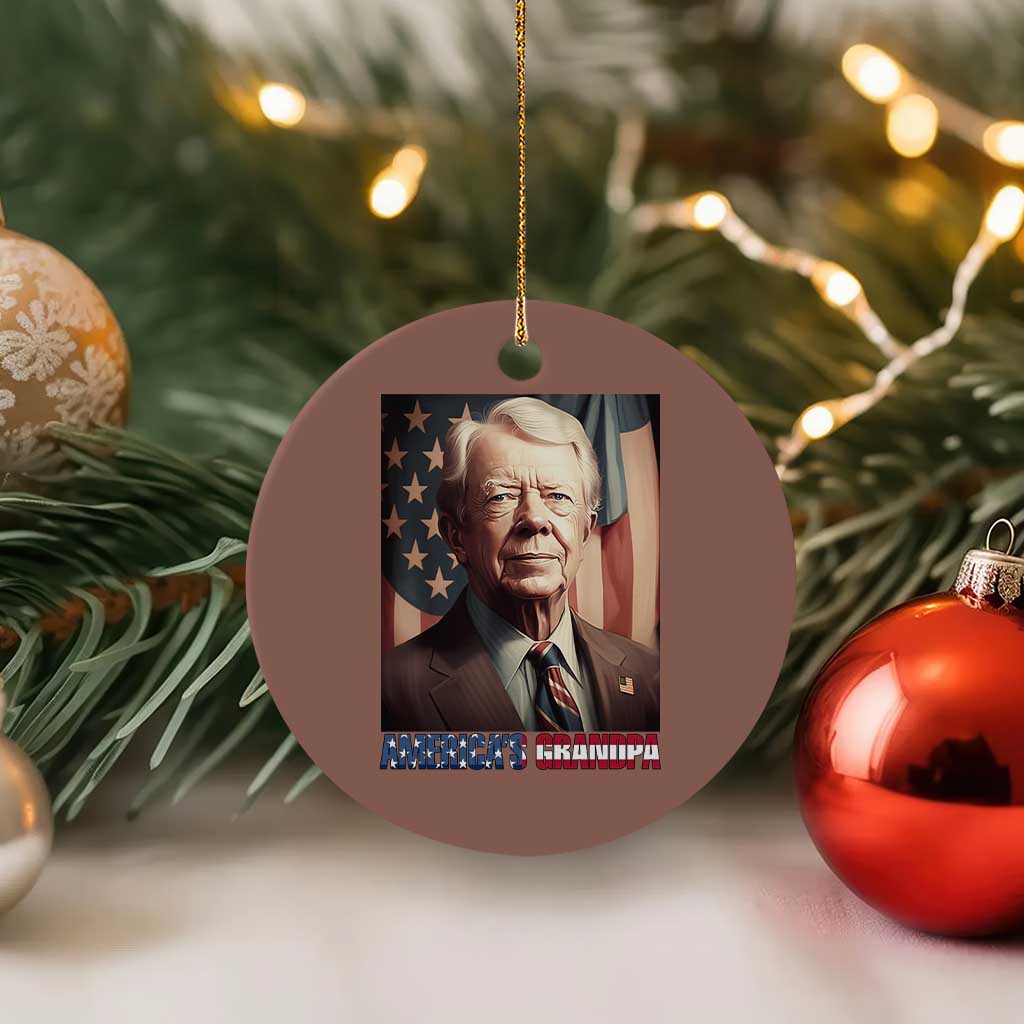 39th President Jimmy Carter Ceramic Ornament America's Grandpa Presidents' Day USA Flag Vintage TS02 1pc Mocha Print Your Wear