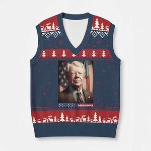 39th President Jimmy Carter V-Neck Knit Sweater Vest America's Grandpa Presidents' Day USA Flag Vintage TS02 Navy Red Print Your Wear