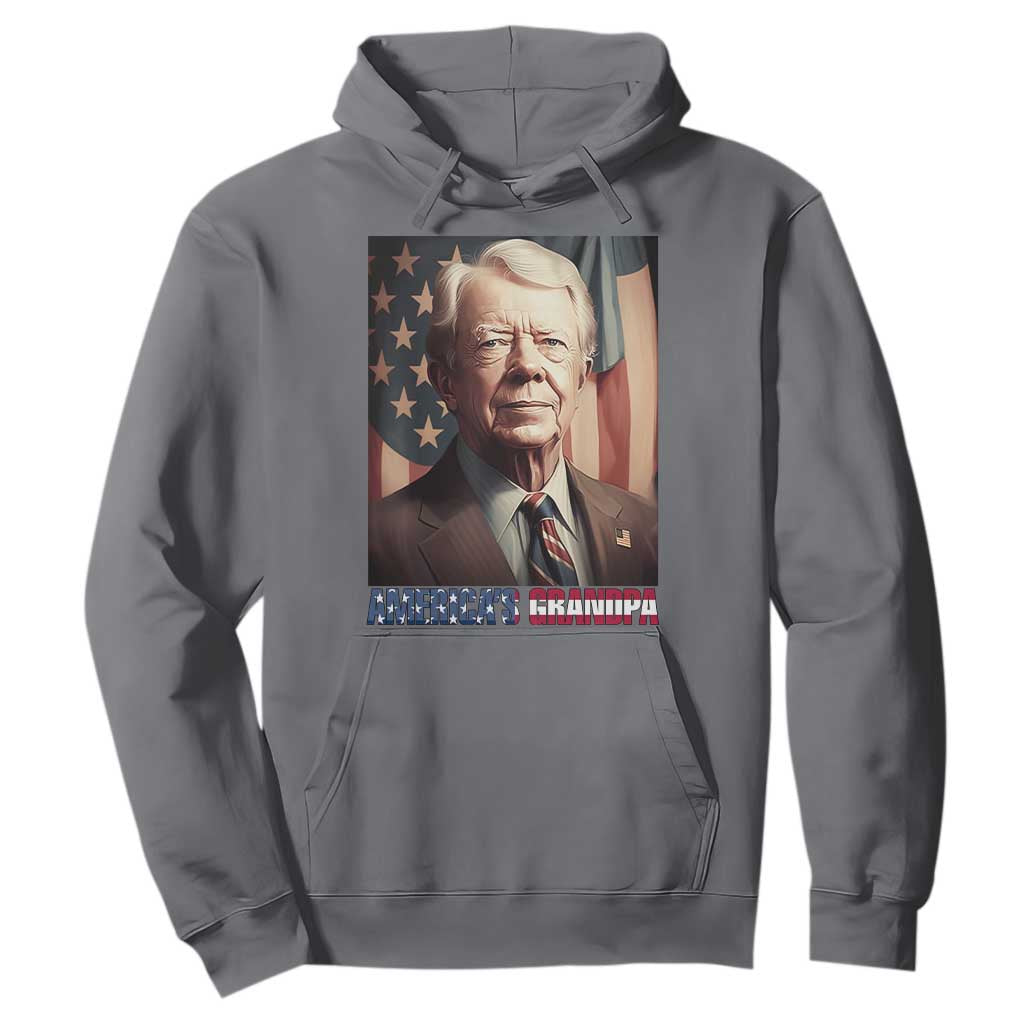 39th President Jimmy Carter Hoodie America's Grandpa Presidents' Day USA Flag Vintage TS02 Charcoal Print Your Wear