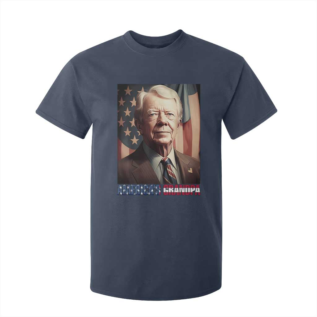 39th President Jimmy Carter T Shirt For Kid America's Grandpa Presidents' Day USA Flag Vintage TS02 Navy Print Your Wear