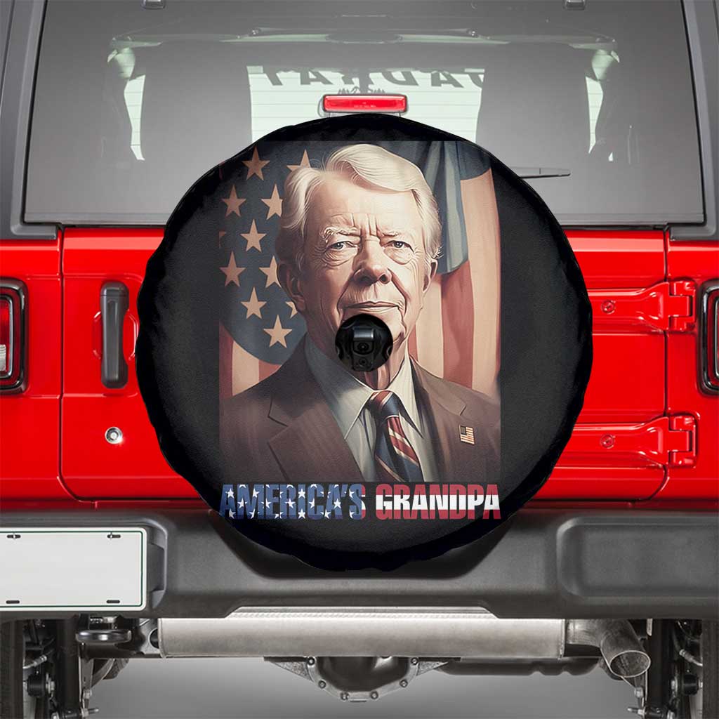 39th President Jimmy Carter Spare Tire Cover America's Grandpa Presidents' Day USA Flag Vintage TS02 Black Print Your Wear