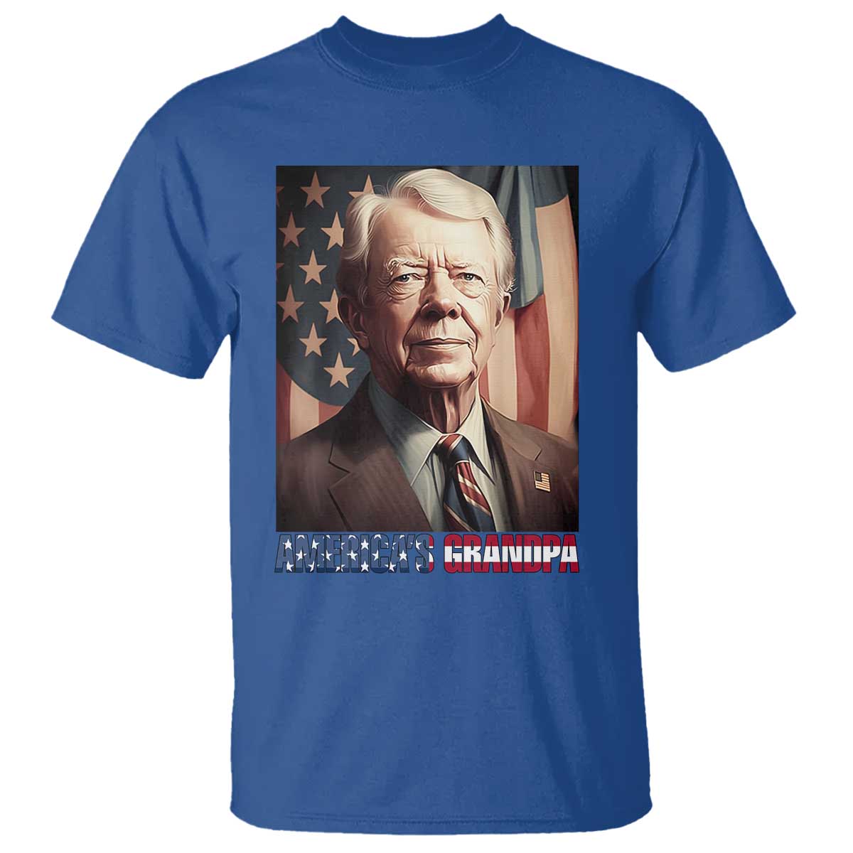 39th President Jimmy Carter T Shirt America's Grandpa Presidents' Day USA Flag Vintage TS02 Royal Blue Print Your Wear