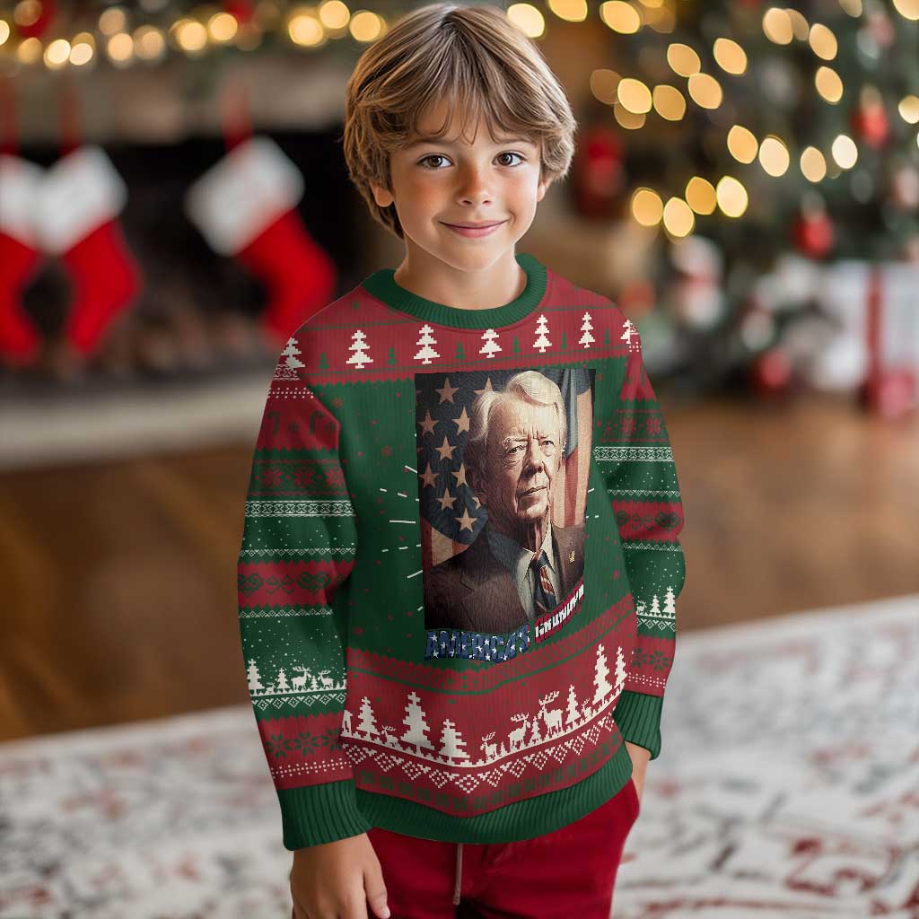 39th President Jimmy Carter Knit Sweatshirt America's Grandpa Presidents' Day USA Flag Vintage TS02 Christmas Print Your Wear