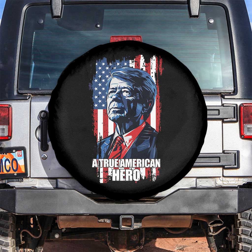 39th President Jimmy Carter Spare Tire Cover True American Hero US Flag Presidents' Day TS02 No hole Black Print Your Wear