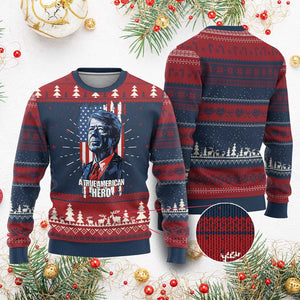 39th President Jimmy Carter Knit Sweatshirt True American Hero US Flag Presidents' Day TS02 Burgundy Print Your Wear