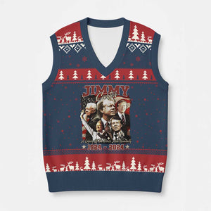 39th President Jimmy Carter V-Neck Knit Sweater Vest A Legacy Of Peace And Humanity USA Legacy TS02 Navy Red Print Your Wear