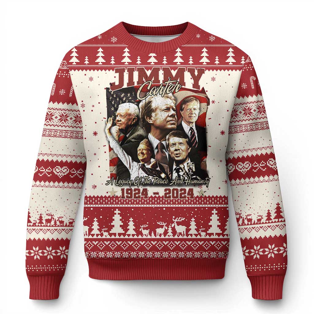 39th President Jimmy Carter Knit Sweatshirt A Legacy Of Peace And Humanity USA Legacy TS02 Red Print Your Wear