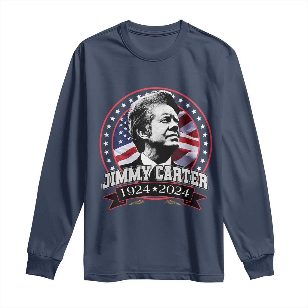 39th President Jimmy Carter Long Sleeve Shirt USA Legacy American Flag TS02 Navy Print Your Wear