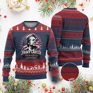39th President Jimmy Carter Knit Sweatshirt USA Legacy American Flag TS02 Burgundy Print Your Wear