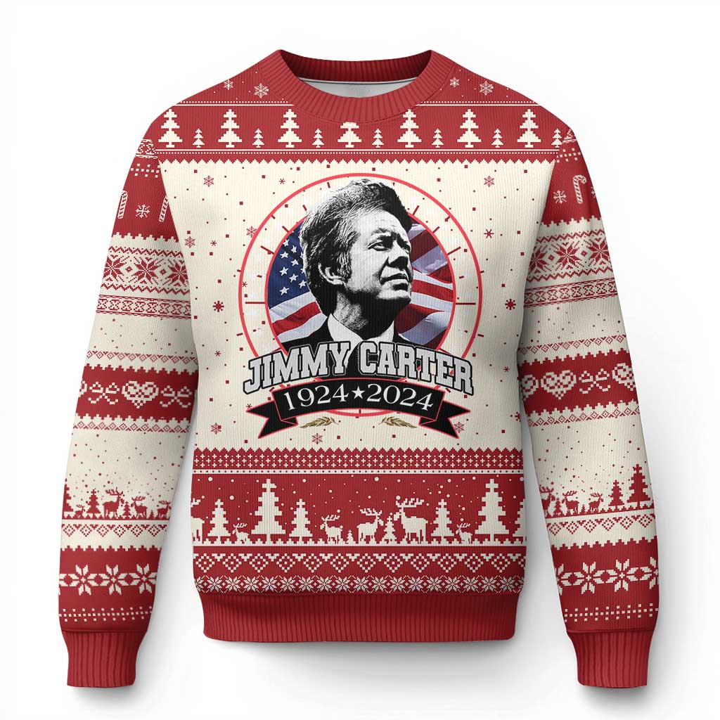39th President Jimmy Carter Knit Sweatshirt USA Legacy American Flag TS02 Red Print Your Wear