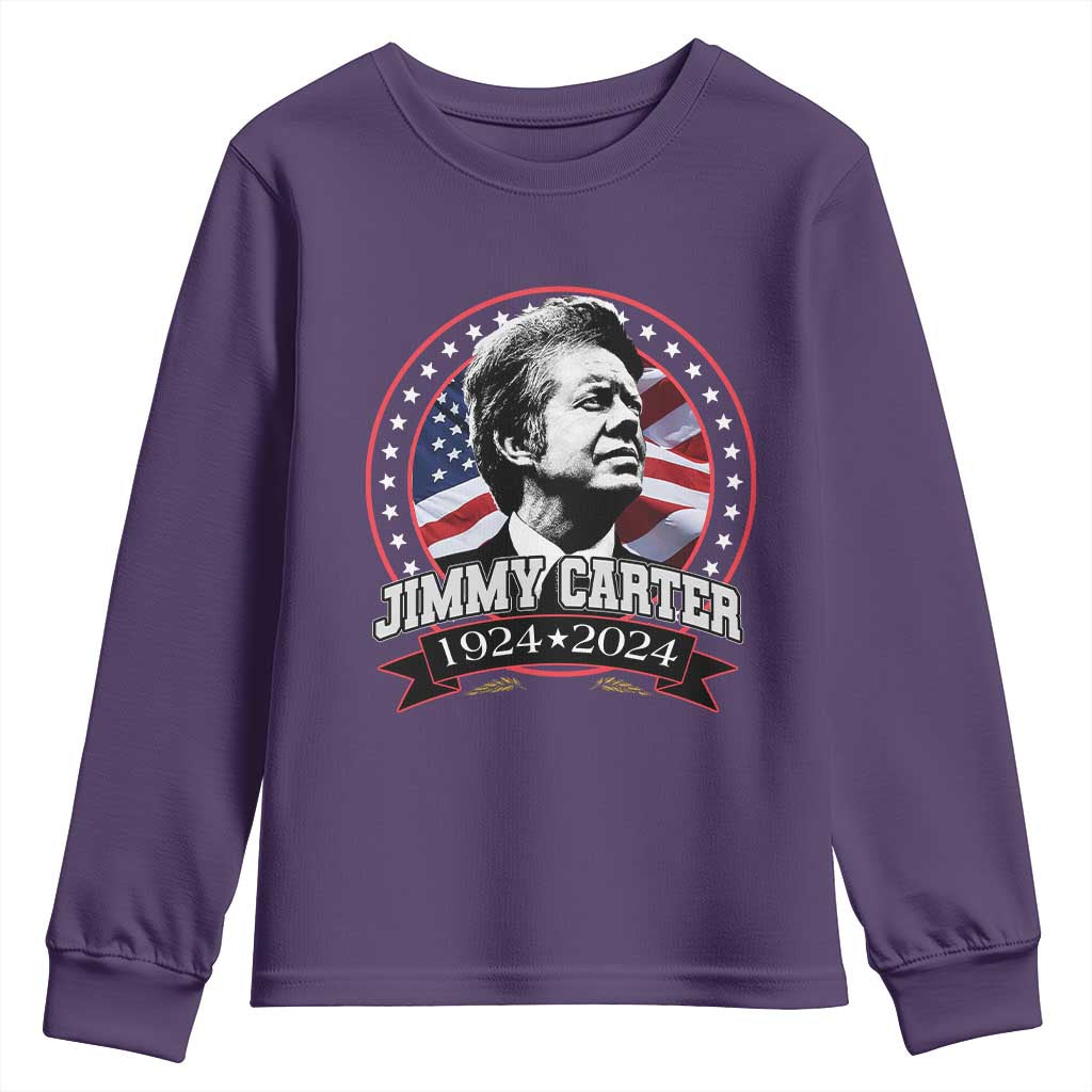 39th President Jimmy Carter Youth Sweatshirt USA Legacy American Flag TS02 Purple Print Your Wear